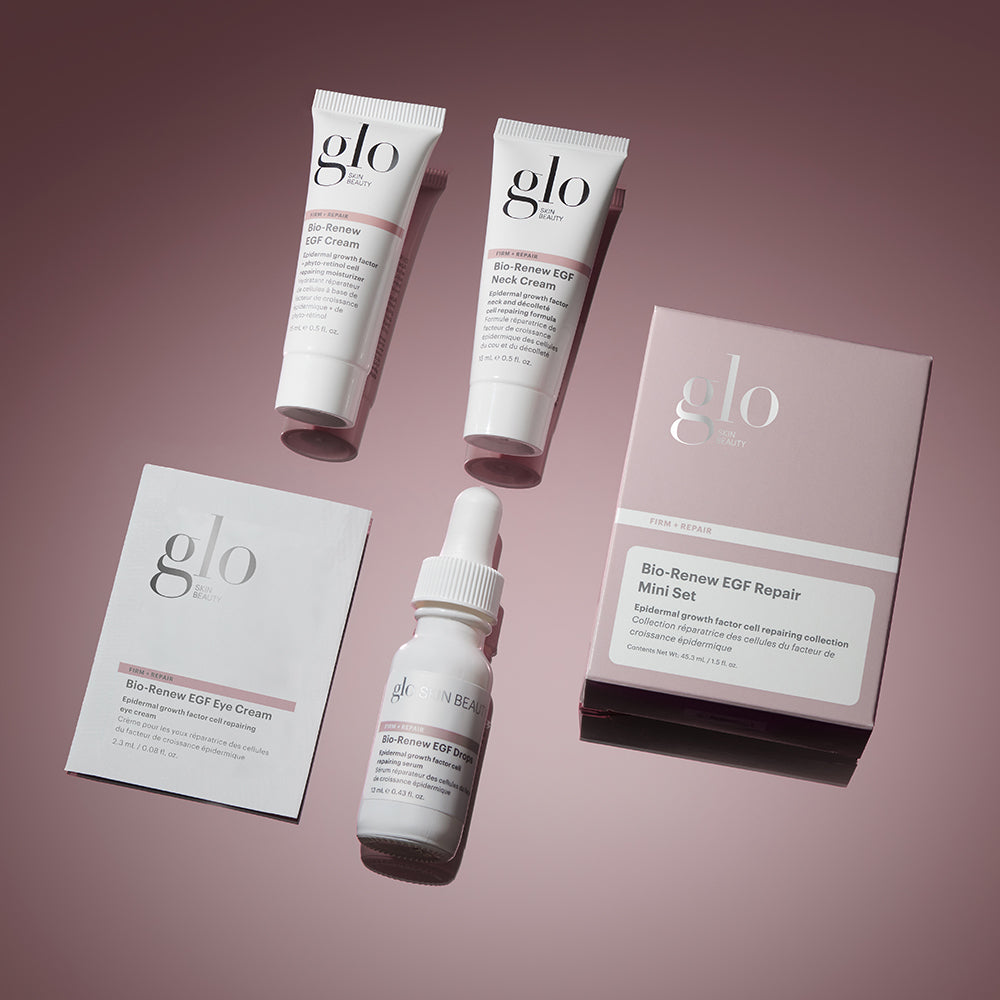 glo SKIN BEAUTY; Bio-Renew EGF Cream Neck Eye Drops Repair Mini Set FIRM + REPAIR